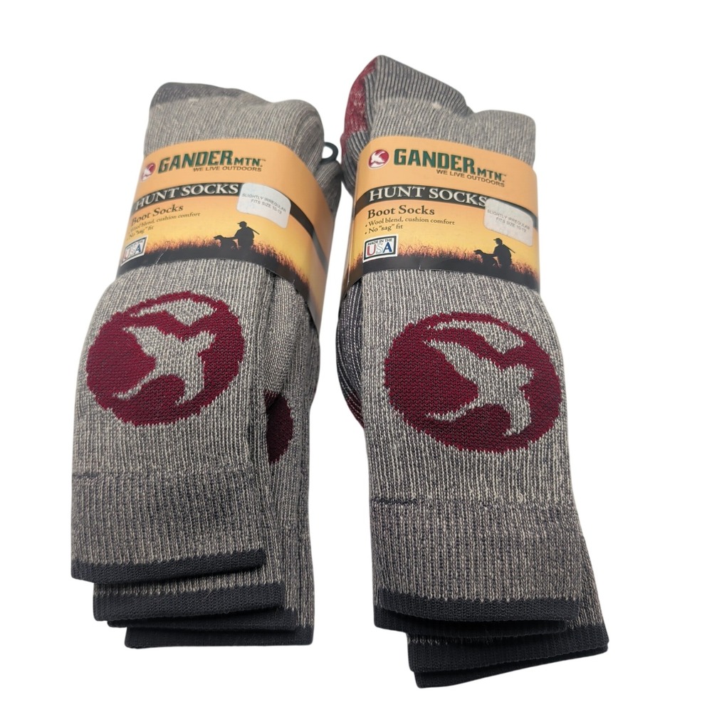 Gander Mountain Socks Men L Gray Hunt Boot Merino Wool Blend 4-Pairs Irregular